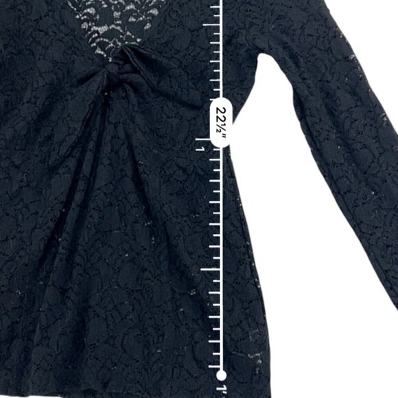 Free People Intimacy Black Lace Long Sleeve  V Neck Top Size - Picture 9 of 9